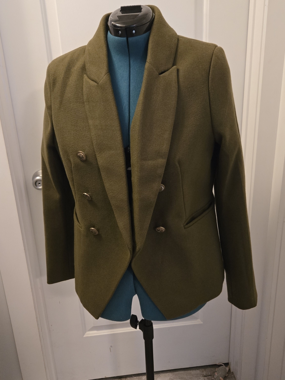 Jules Leopold Olive Green Wool Blend Military Blazer | Women's Large